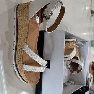 DV by Dolce Vita White and Tan Woven Sandals